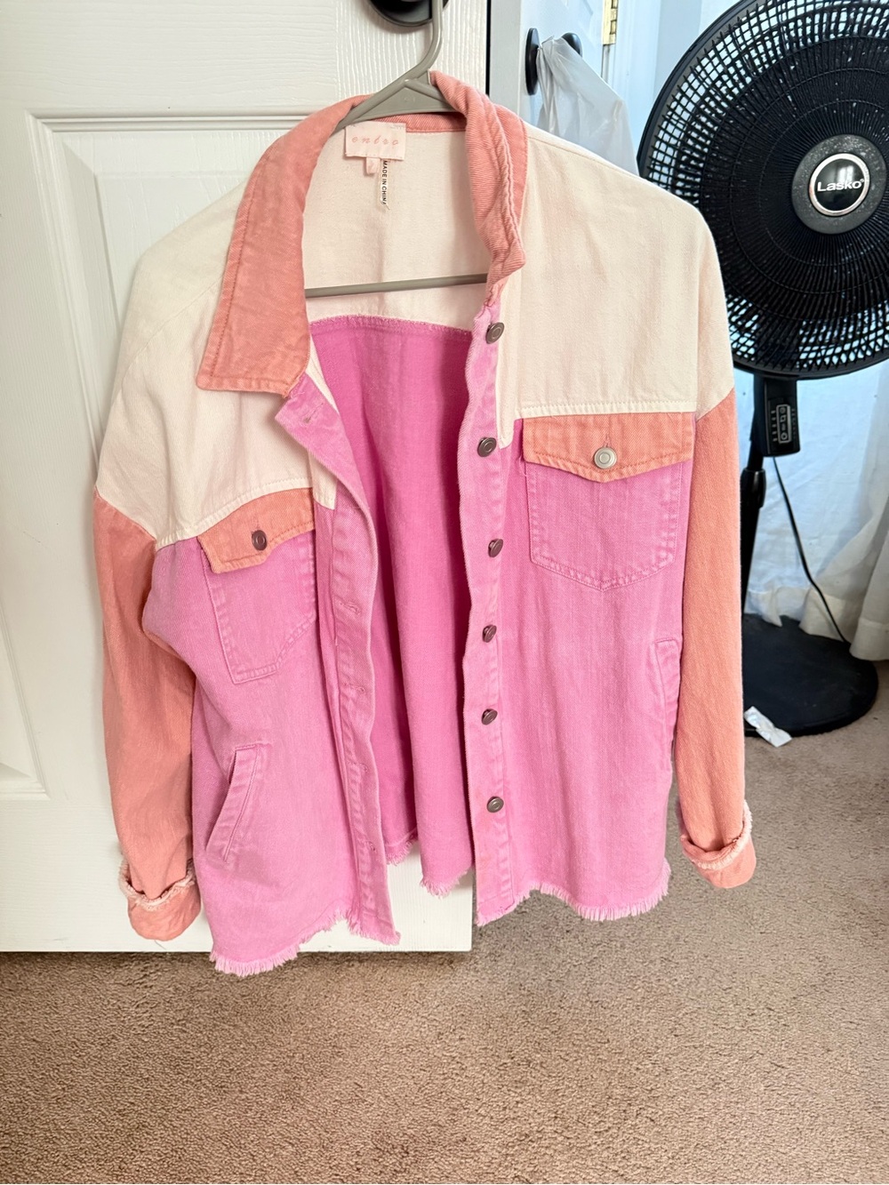 Colorblock Pink & Peach Denim Jacket